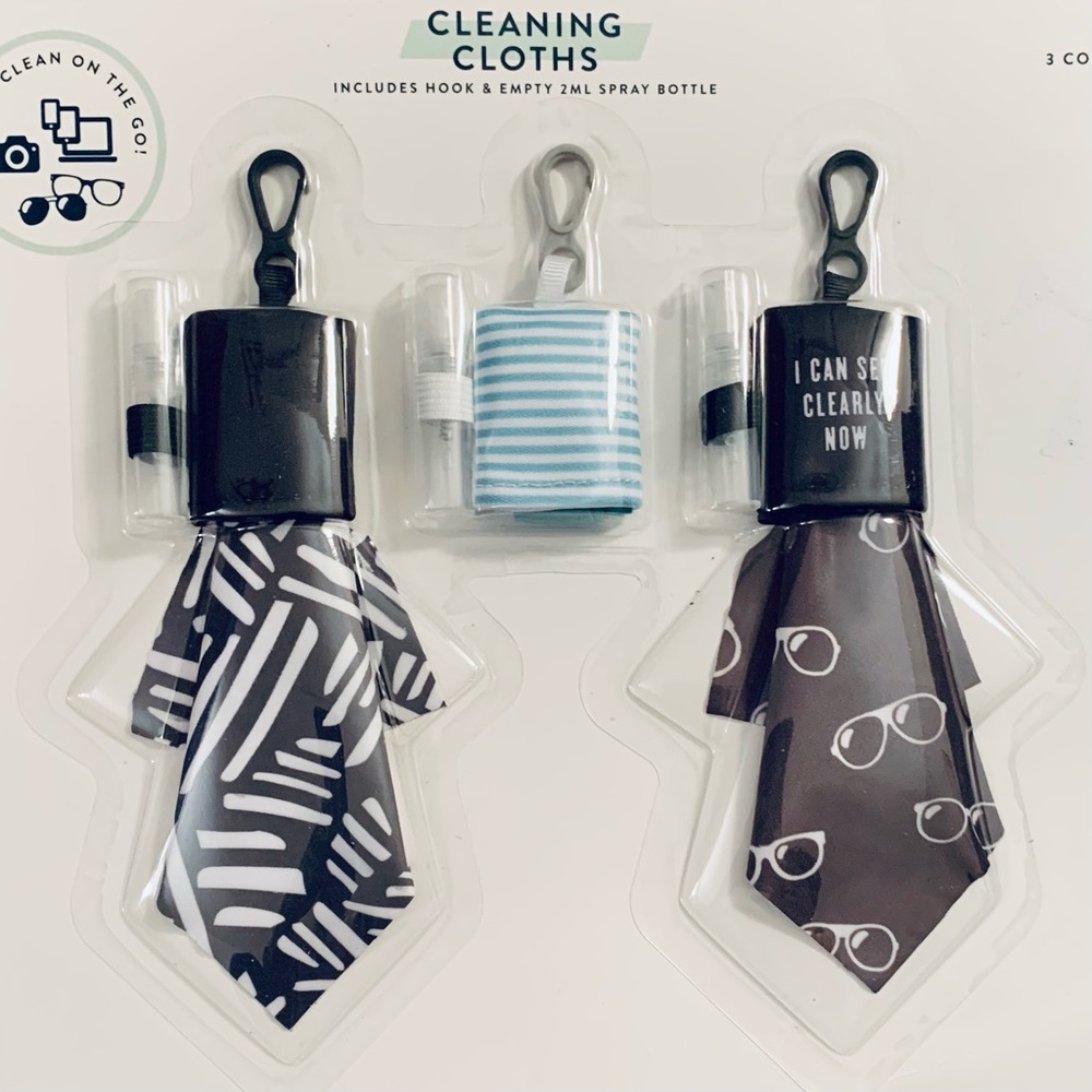 Cleaning Cloths - 3 Count Includes hook an empty 2 ml Spray Bottle